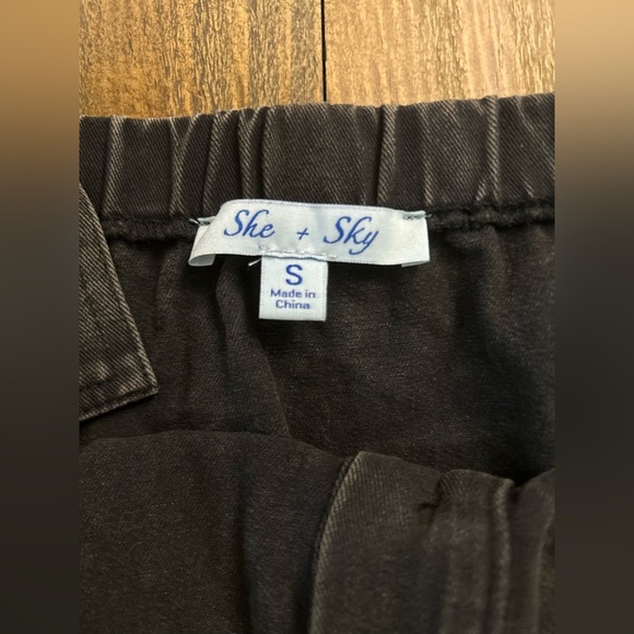 SHE + Sky Stylish Black Light Denim Dress Sleeveless with straps Western - Picture 13 of 13